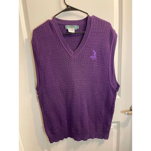 Michael Thomas Men's Purple Knit Sweater Vest Size L V-Neck‎ Casual - Picture 1 of 9